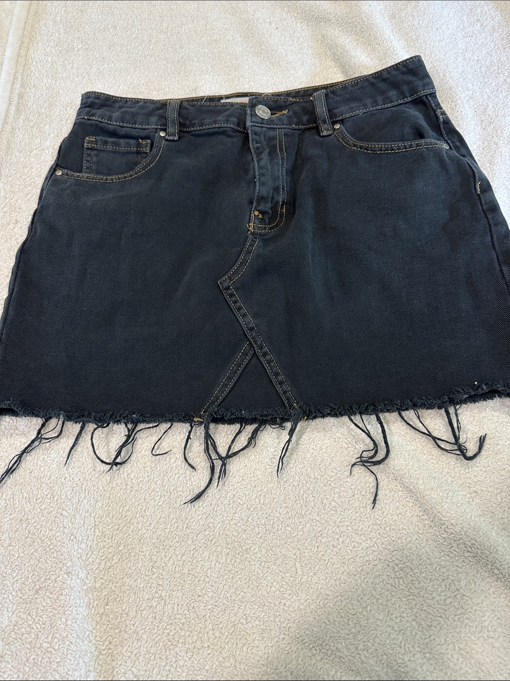 PacSun black Frayed Hem Denim Mini Skirt